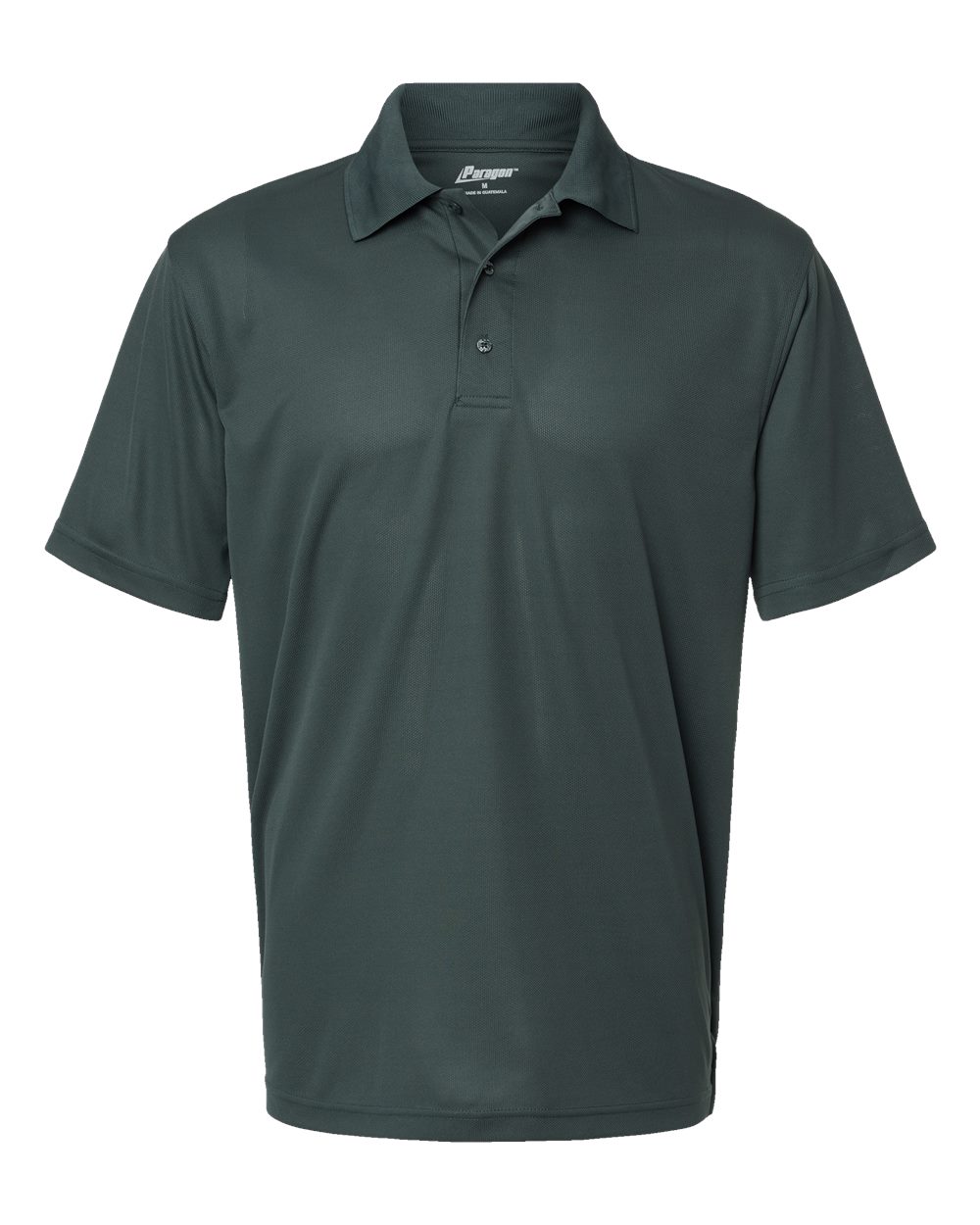 Dark green polo shirt on a white background
