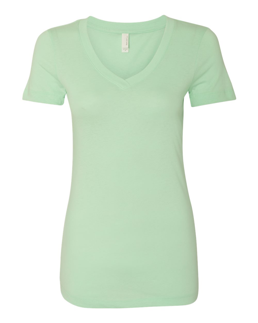 Light green v-neck t-shirt on a white background