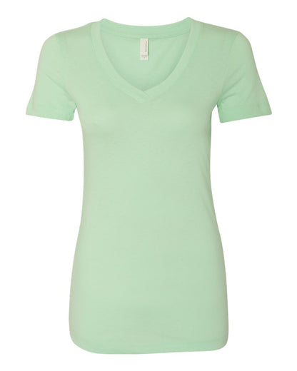 Light green v-neck t-shirt on a white background
