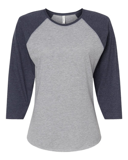 Gray and navy baseball shirt on a white background