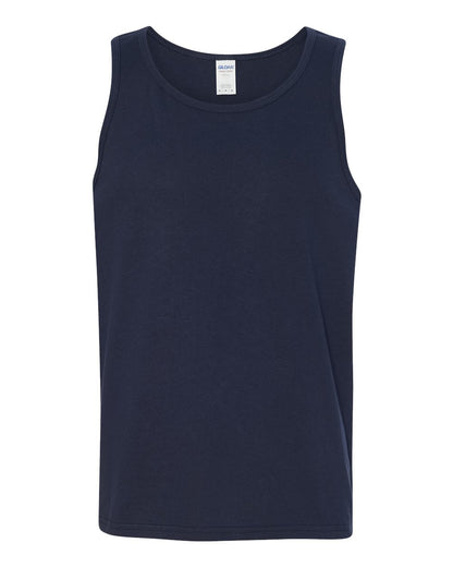 Navy blue tank top on a white background