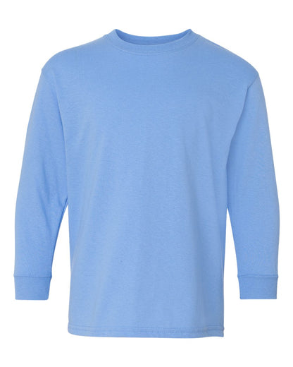 Plain light blue long-sleeve shirt on a white background