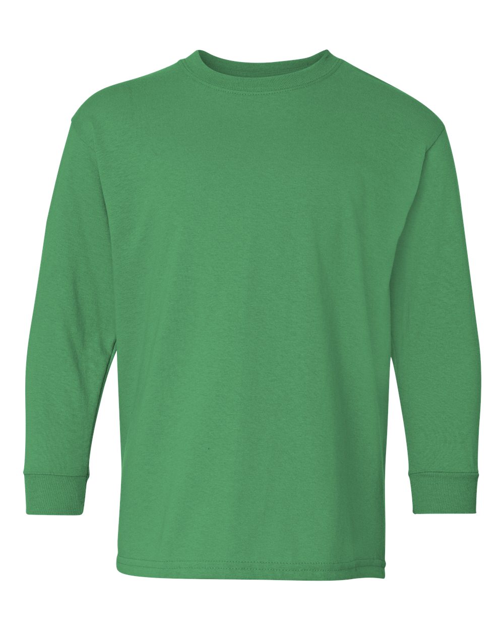 Green long-sleeve shirt on a white background