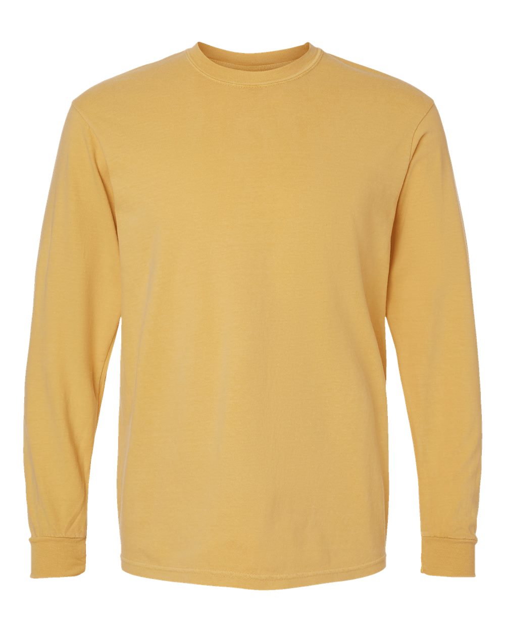 Mustard Yellow long-sleeve shirt on a white background