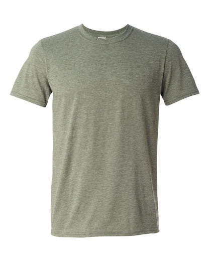 Plain military green t-shirt on a white background