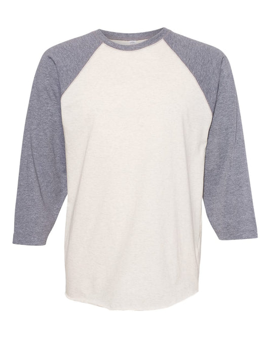 Baseball shirt with gray sleeves and white body on a white background