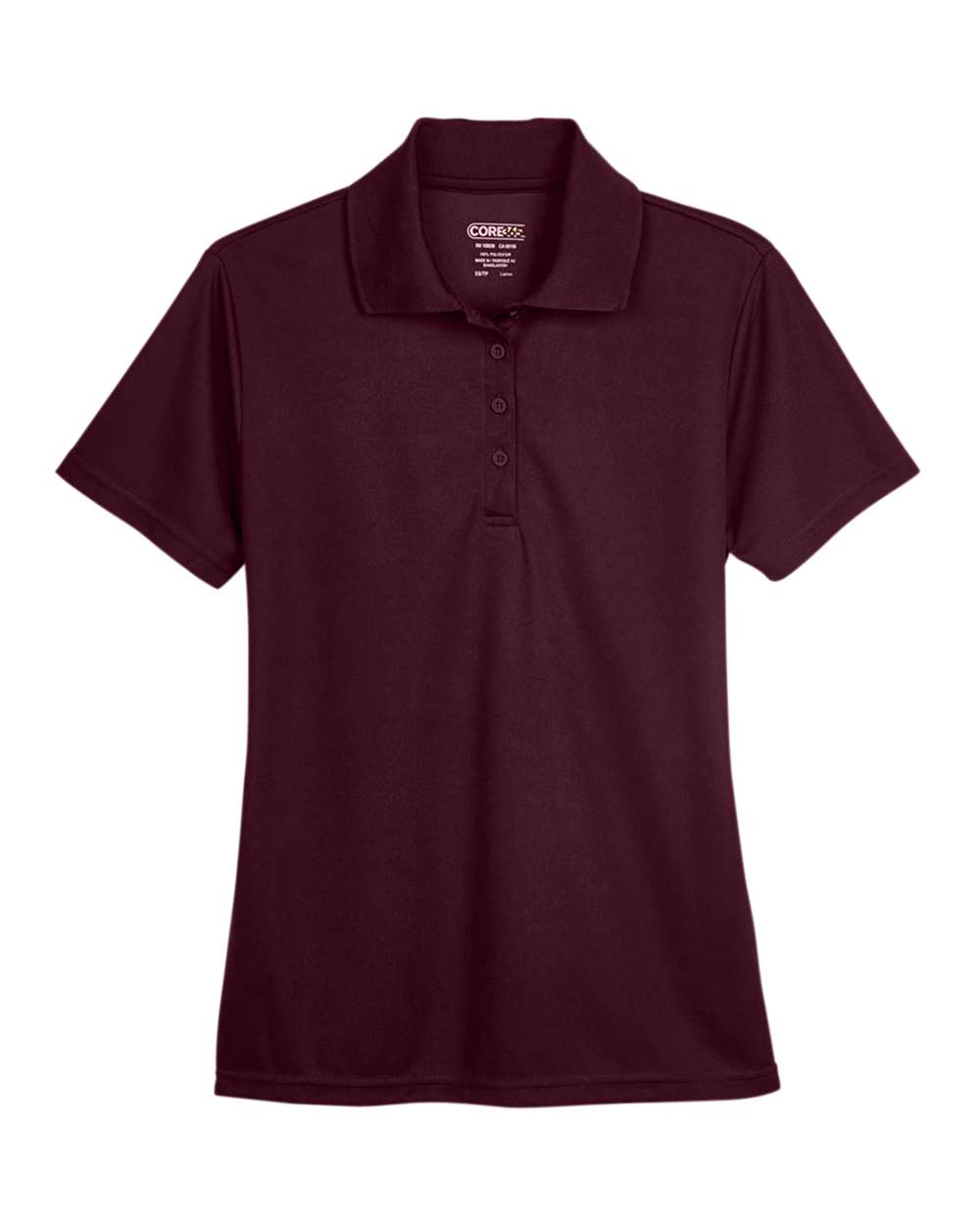 Burgandy polo shirt on a white background