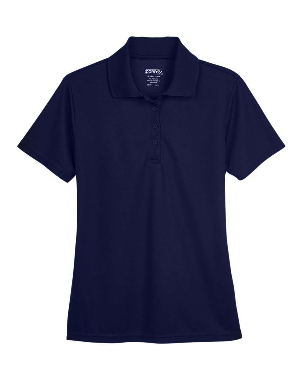 Navy blue polo shirt on a white background