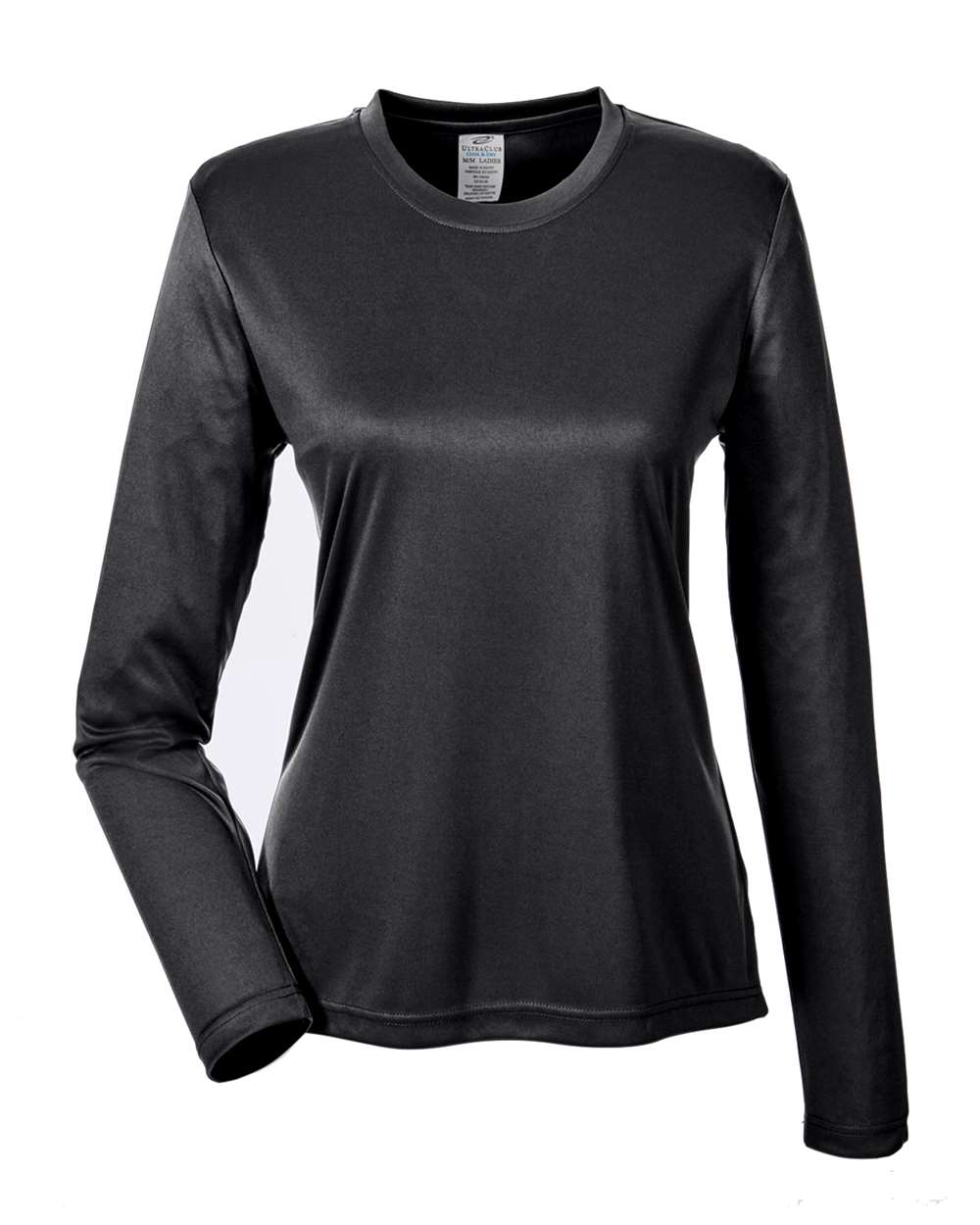 Shiny Black long-sleeve shirt on a white background
