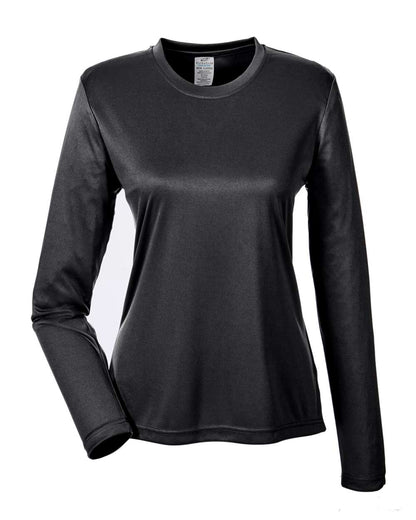 Shiny Black long-sleeve shirt on a white background
