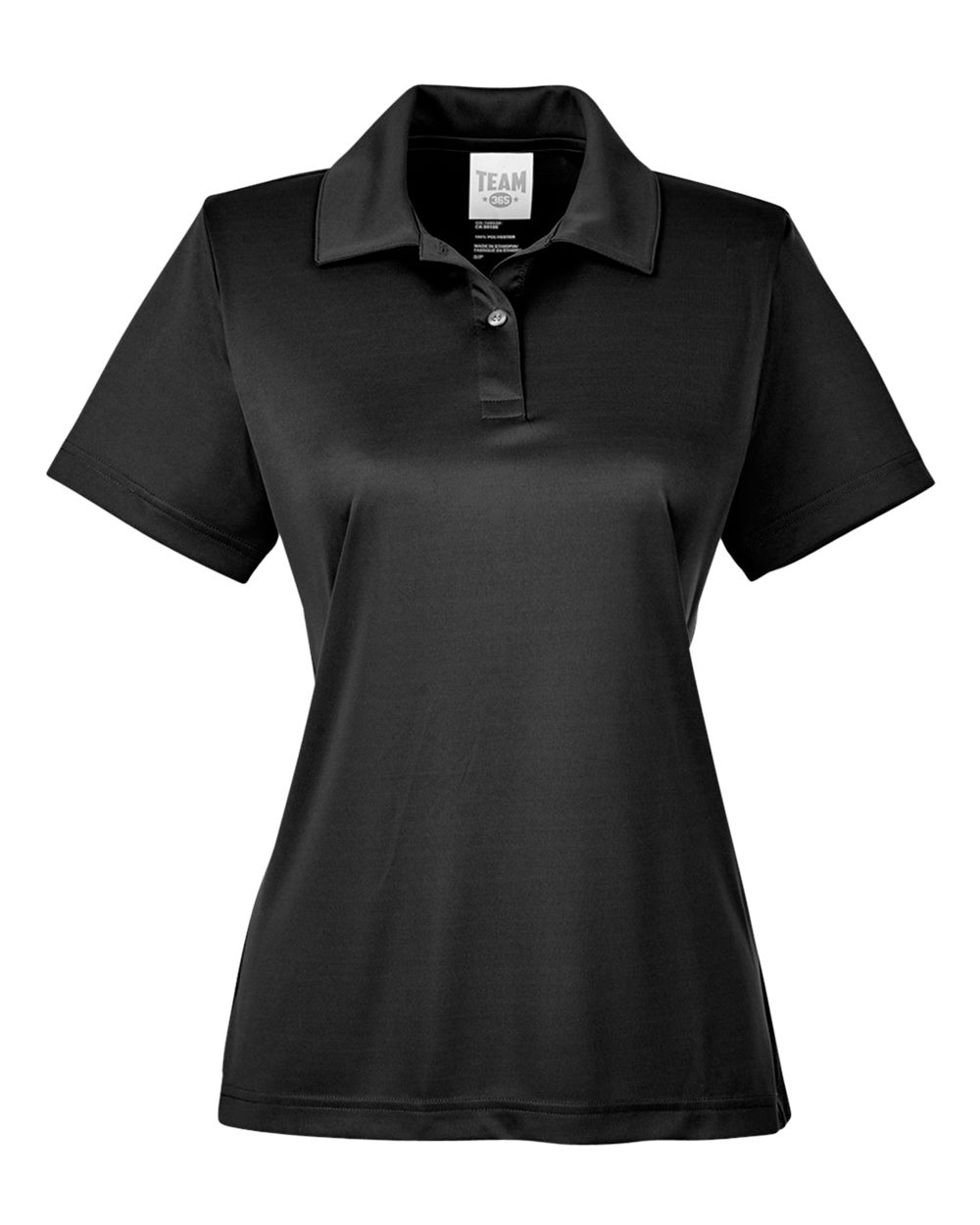 Shiny Black polo shirt on a white background