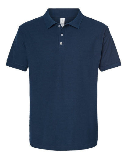 Navy blue polo shirt on a white background