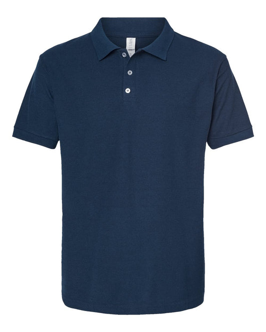 Navy blue polo shirt on a white background